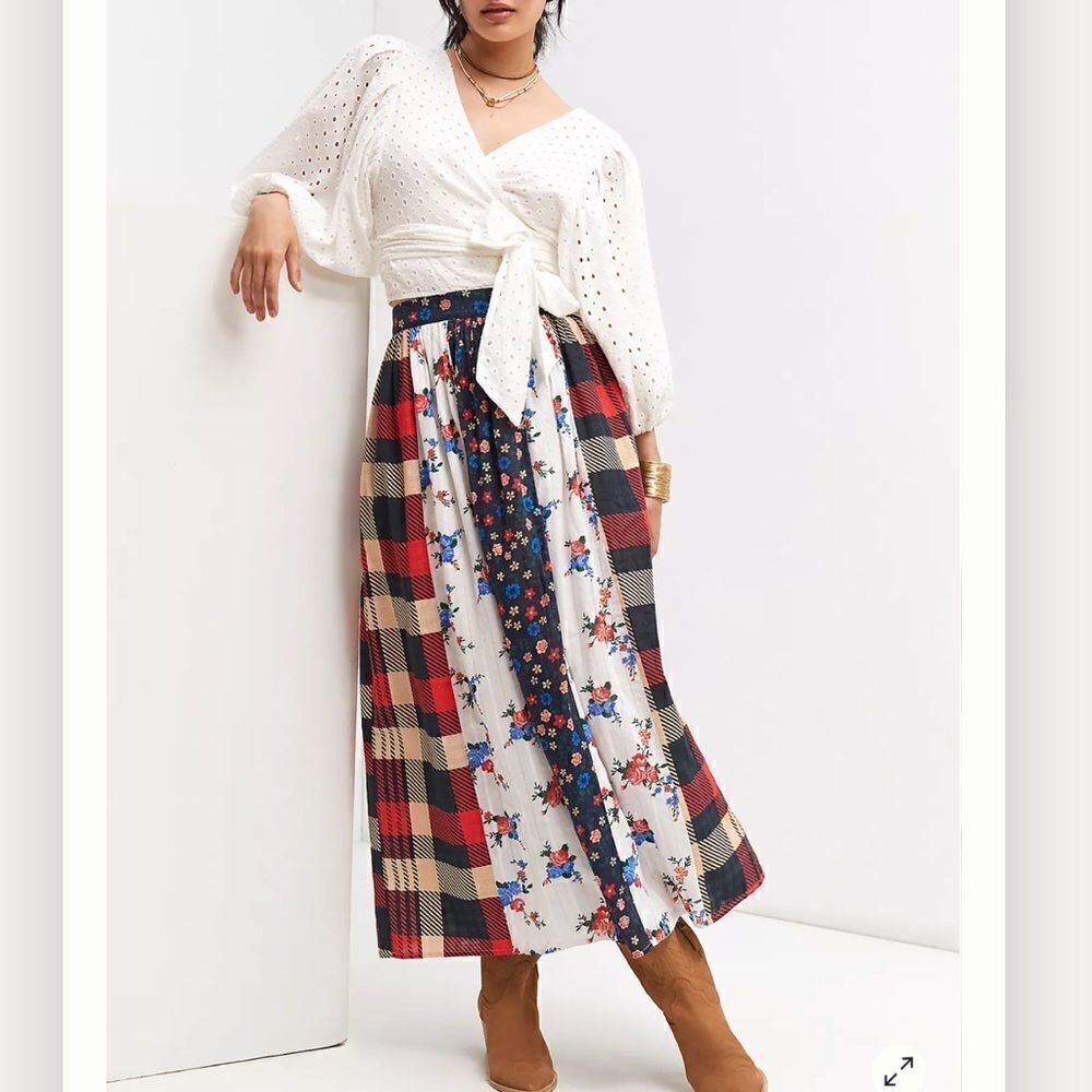 NWT Anthropologie Let Me Be Contrast Maxi Skirt XS - Picture 2 of 14